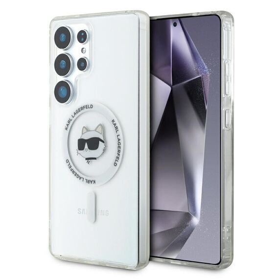 Case Karl Lagerfeld Button Choupette Head Printed Logo MagSafe Samsung Galaxy S25 Ultra white | Techbox