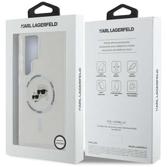 Case Karl Lagerfeld Button Karl &amp; Choupette Heads Printed Logo MagSafe Samsung Galaxy S25 Ultra white | Techbox