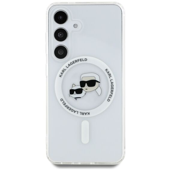 Case Karl Lagerfeld Button Karl &amp; Choupette Heads Printed Logo MagSafe Samsung Galaxy S25 white | Techbox