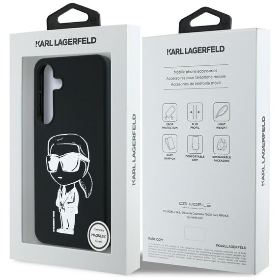 Case Karl Lagerfeld Silicone Graffiti Ikonik Printed Logo MagSafe Samsung Galaxy S25 black | Techbox