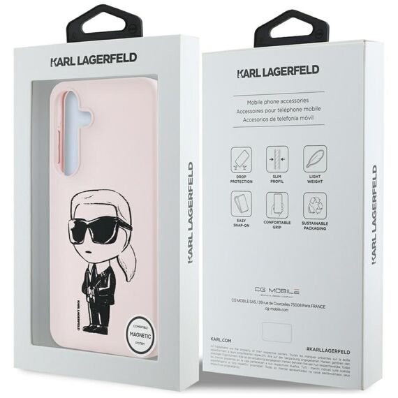 Case Karl Lagerfeld Silicone Graffiti Ikonik Printed Logo MagSafe Samsung Galaxy S25 pink | Techbox