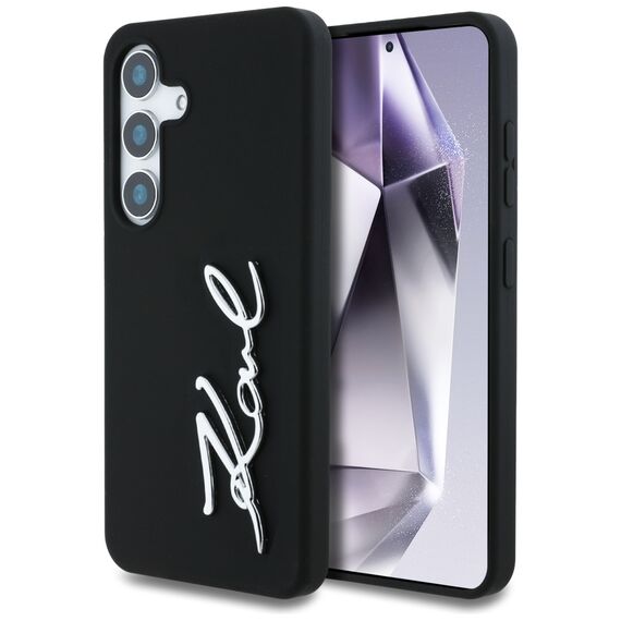 Case Karl Lagerfeld Silicone Metal Signature Logo Samsung Galaxy S25 black - Uncategorized Cases (2) - Cases - Techbox