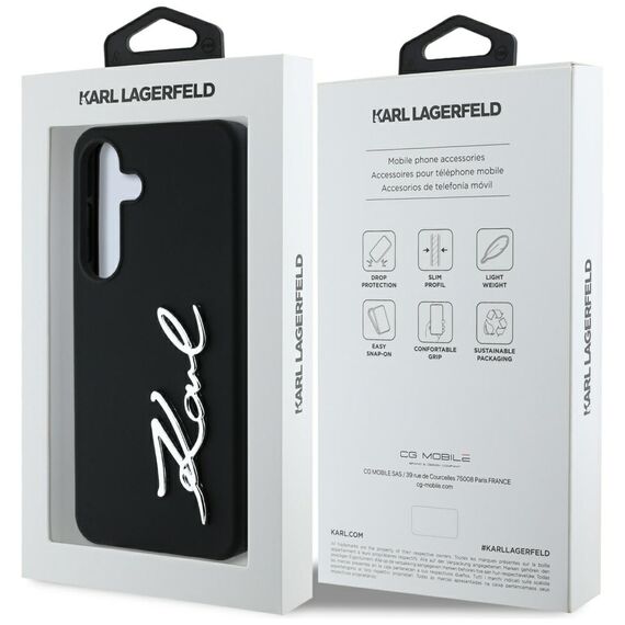 Case Karl Lagerfeld Silicone Metal Signature Logo Samsung Galaxy S25 black - Uncategorized Cases (2) - Cases - Techbox