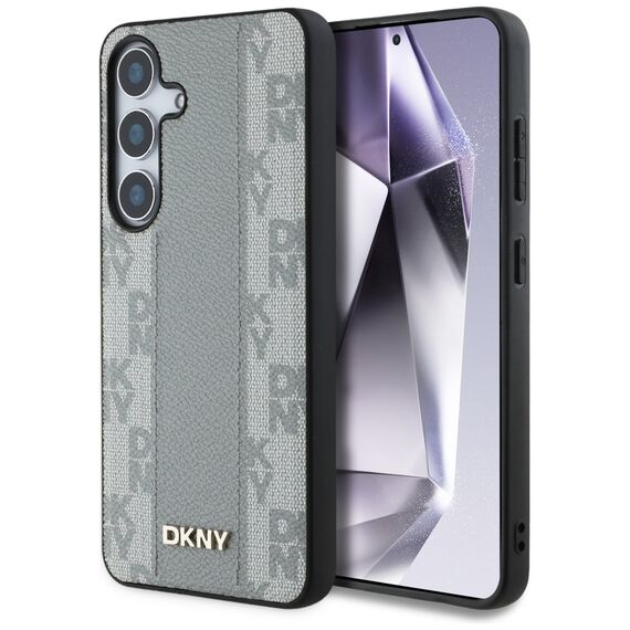 DKNY Leather Checkered Pattern MagSafe case for Samsung Galaxy S25 taupe - Samsung Cases - Cases - Techbox