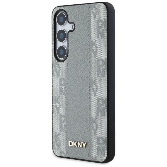 DKNY Leather Checkered Pattern MagSafe case for Samsung Galaxy S25 taupe - Samsung Cases - Cases - Techbox