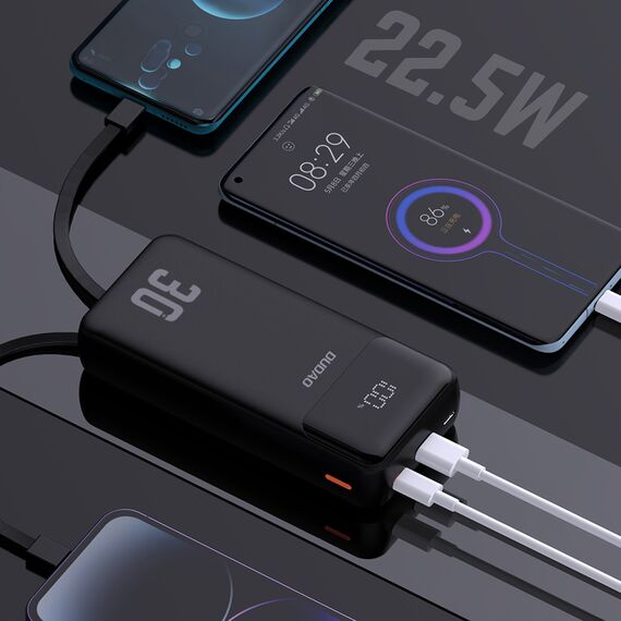 Dudao K15MAX 30000mAh PD 22.5W Powerbank with Built-in Cables - Black - Travel Chargers - Smartphone Chargers - Techbox