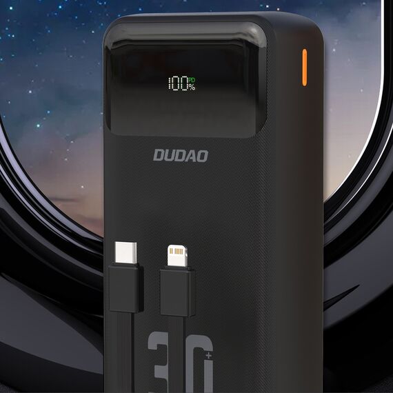 Dudao K15MAX 30000mAh PD 22.5W Powerbank with Built-in Cables - Black - Travel Chargers - Smartphone Chargers - Techbox