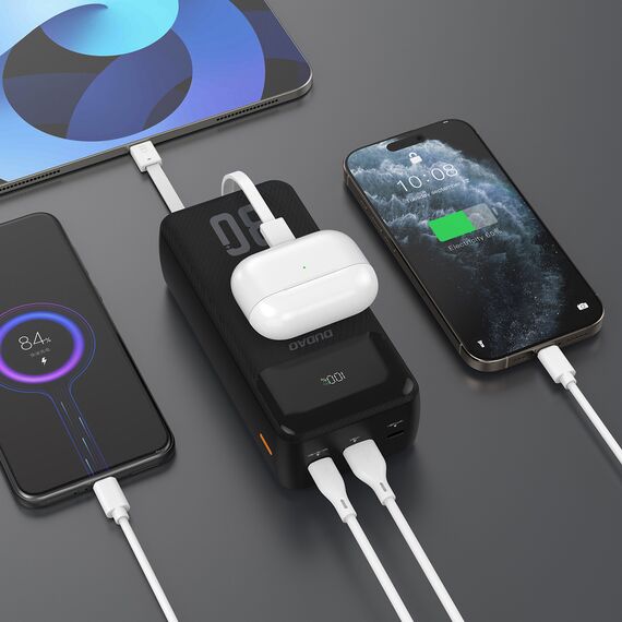 Dudao K15MAX 30000mAh PD 22.5W Powerbank with Built-in Cables - Black - Travel Chargers - Smartphone Chargers - Techbox
