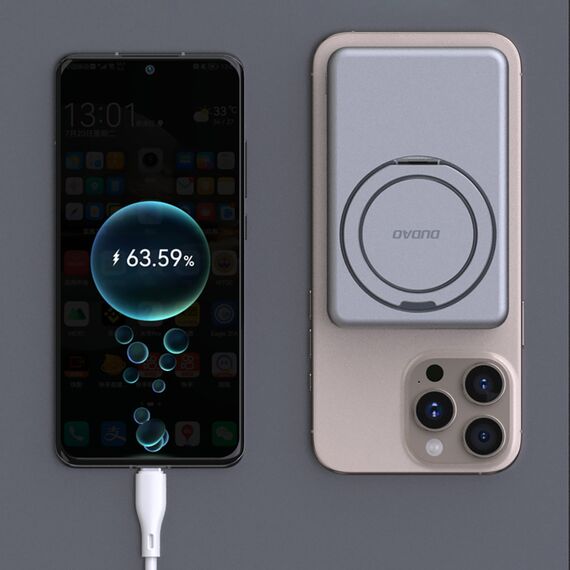 Dudao K28S 20W PD 5000mAh Powerbank with MagSafe and Stand - Silver | Techbox