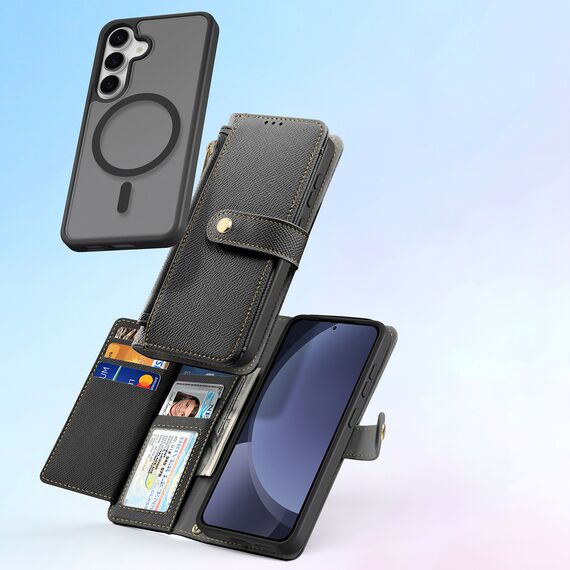 Dux Ducis Lawa Leather Case for Samsung Galaxy S25+ with Detachable Magnetic Wallet - Black - Samsung Cases - Cases - Techbox