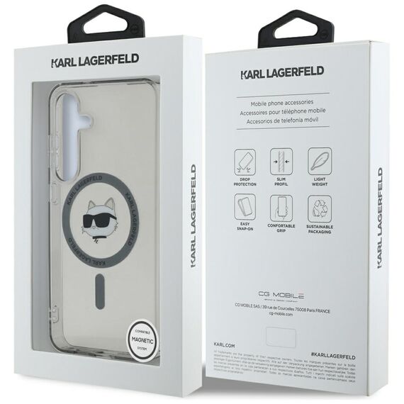 Karl Lagerfeld Button Choupette Head Printed Logo MagSafe Samsung Galaxy S25 case black | Techbox