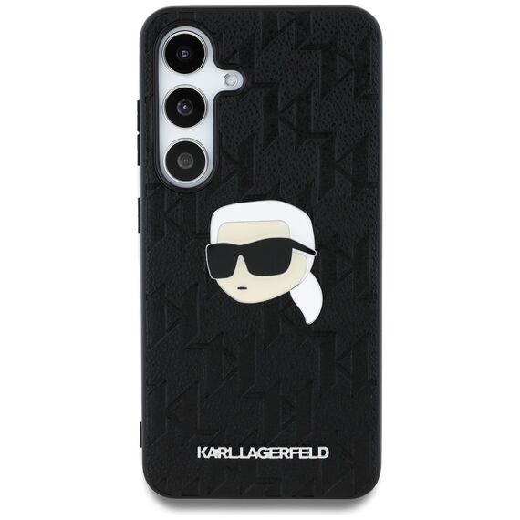 Karl Lagerfeld Leather Monogram Pin Logo Karl Head Samsung Galaxy S25 Case Black | Techbox