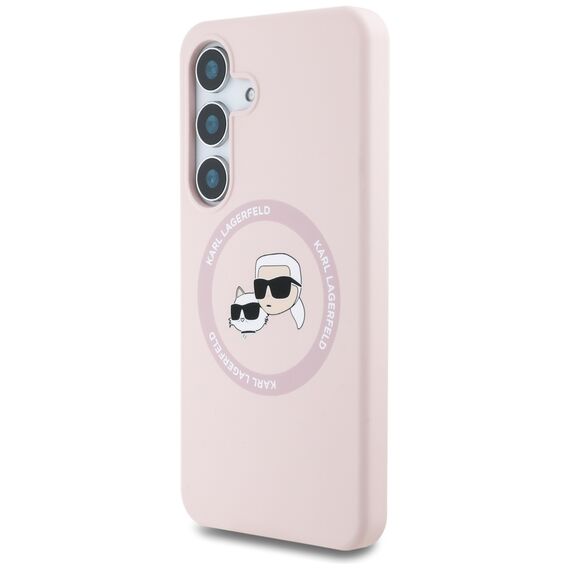 Karl Lagerfeld Silicone Double Heads And Circle MagSafe Samsung Galaxy S25 Case Pink - Samsung Cases - Cases - Techbox