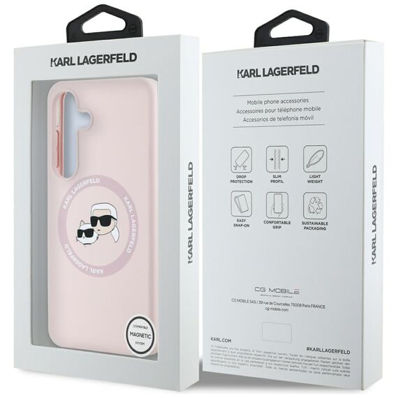 Karl Lagerfeld Silicone Double Heads And Circle MagSafe Samsung Galaxy S25 Case Pink - Samsung Cases - Cases - Techbox
