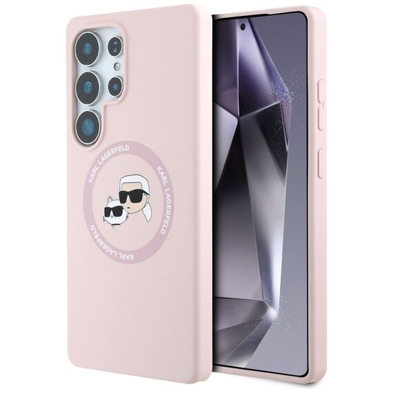 Karl Lagerfeld Silicone Double Heads And Circle MagSafe Samsung Galaxy S25 Ultra Case Pink | Techbox