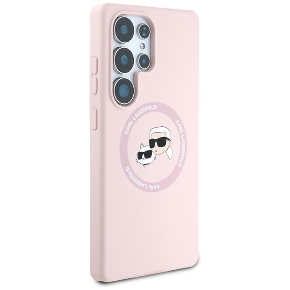 Karl Lagerfeld Silicone Double Heads And Circle MagSafe Samsung Galaxy S25 Ultra Case Pink | Techbox