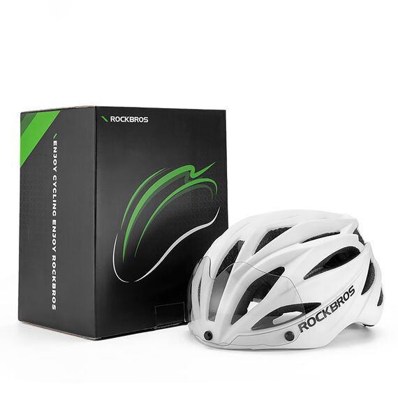 Rockbros Bike Helmet with Visor, Detachable UV Protective Goggles, Unisex - Black/Brown - Bicycle - Sports & Fitness - Techbox