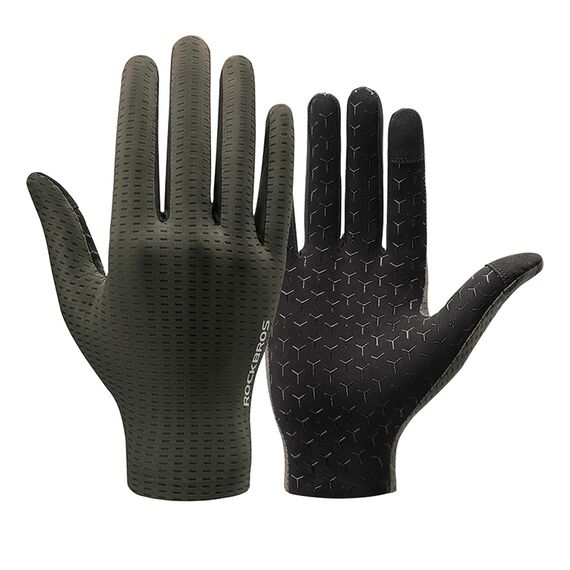 Rockbros Breathable Full Finger Cycling Gloves, Size: S - Green | Techbox