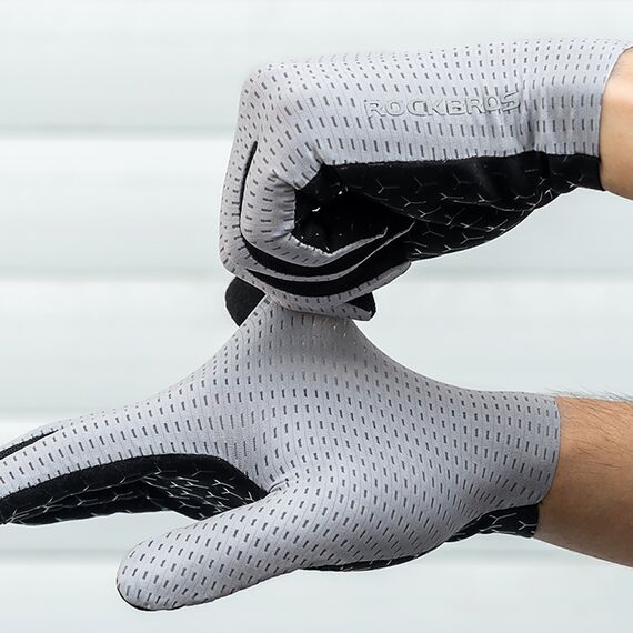 Rockbros Breathable Full Finger Cycling Gloves, Size: XXL - Gray | Techbox