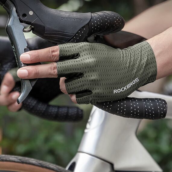 Rockbros Breathable Short Finger Cycling Gloves Size: XL - Green | Techbox