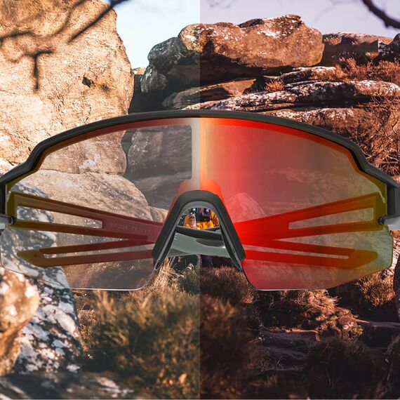 Rockbros Cycling Glasses Photochromic UV Protection with Corrective Insert Orange Lenses - Black - Bicycle - Sports & Fitness - Techbox