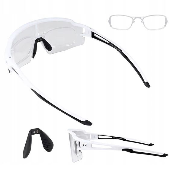 Rockbros Cycling Glasses Photochromic with UV Protection and Corrective Insert - White | Techbox
