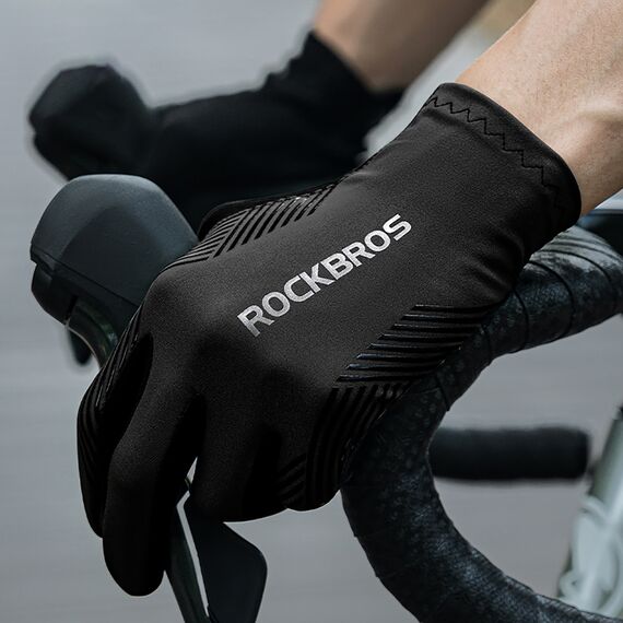Rockbros cycling gloves spring/summer/autumn, full, size: L - black | Techbox