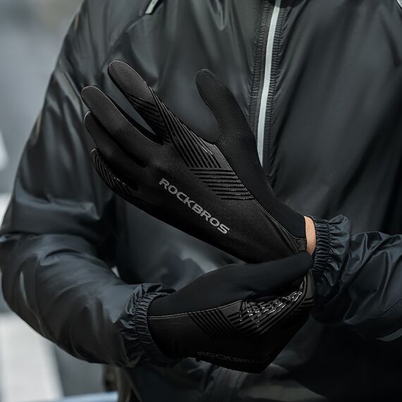 Rockbros cycling gloves spring/summer/autumn, full, size: L - black | Techbox