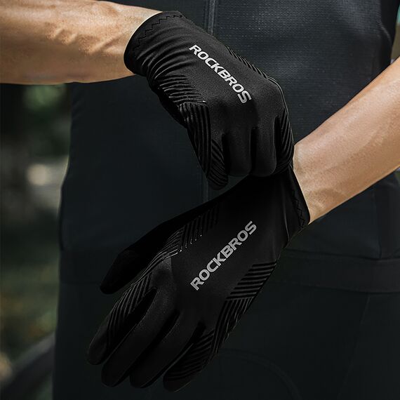 Rockbros cycling gloves spring/summer/autumn, full, size: L - black | Techbox