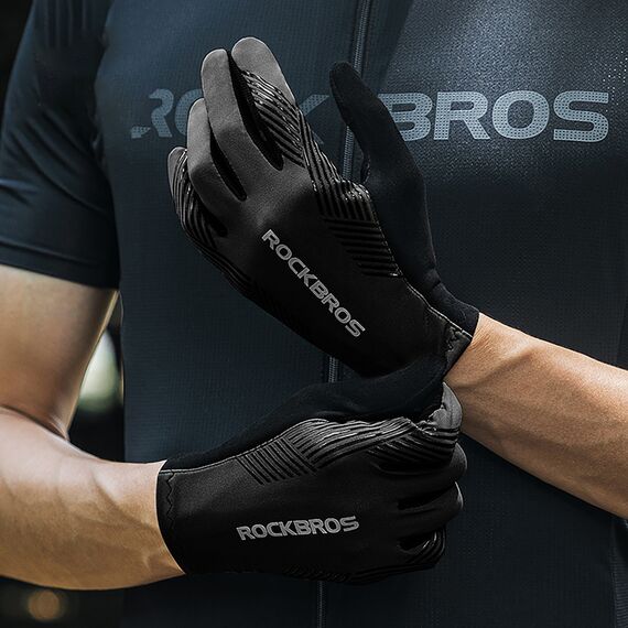 Rockbros cycling gloves spring/summer/autumn, full, size: L - black | Techbox