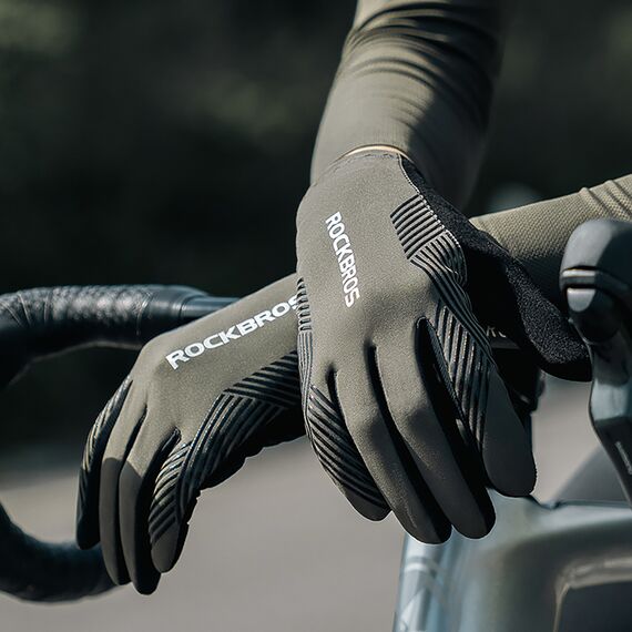 Rockbros cycling gloves spring/summer/autumn, full, size: L - green | Techbox