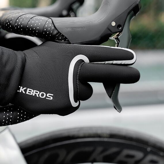 Rockbros full waterproof cycling gloves, size: S/M - black | Techbox