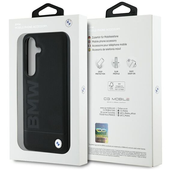 BMW Leather Big Wordmark Case for Samsung Galaxy S25+ - Black - Samsung Cases - Cases - Techbox