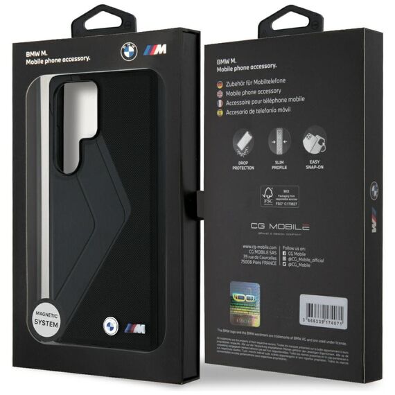 BMW Leather Oversized Stripes MagSafe case for Samsung Galaxy S25 Ultra - black - Samsung Cases - Cases - Techbox