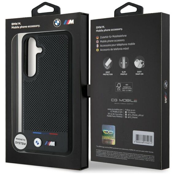 BMW Leather Tricolor Stripe MagSafe Case for Samsung Galaxy S25 - Black - Samsung Cases - Cases - Techbox
