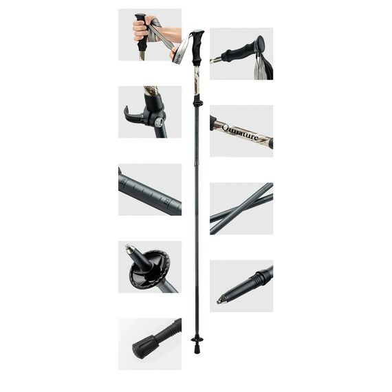 Qunature Nordic Walking Trekking Pole Aluminum 110 - 130 cm 1 pc. - Brown