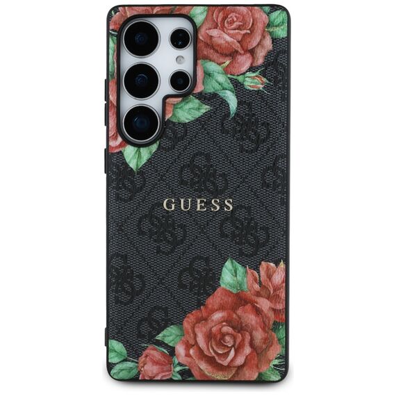Guess Leather 4G Flowers Print Metal Classic Logo MagSafe Case for Samsung Galaxy S25 Ultra - Black | Techbox