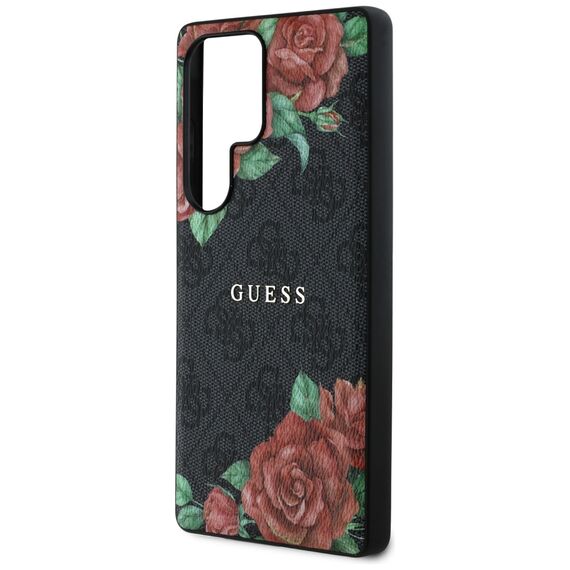 Guess Leather 4G Flowers Print Metal Classic Logo MagSafe Case for Samsung Galaxy S25 Ultra - Black | Techbox