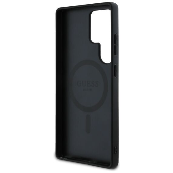 Guess Leather 4G Flowers Print Metal Classic Logo MagSafe Case for Samsung Galaxy S25 Ultra - Black | Techbox
