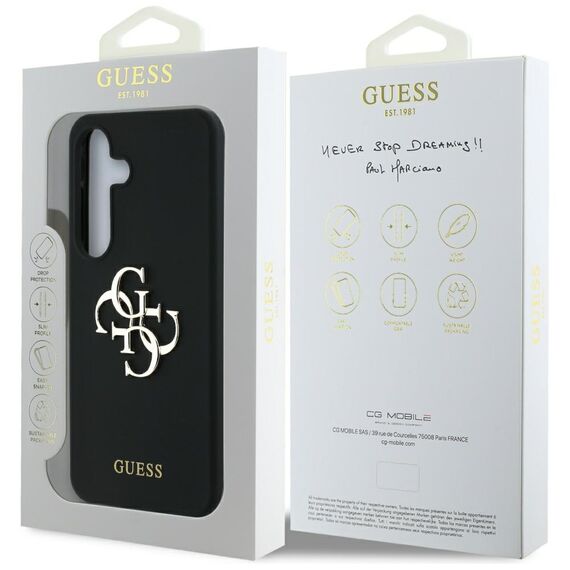 Guess Silicone Big 4G Logo Bottom Script case for Samsung Galaxy S25 - black | Techbox