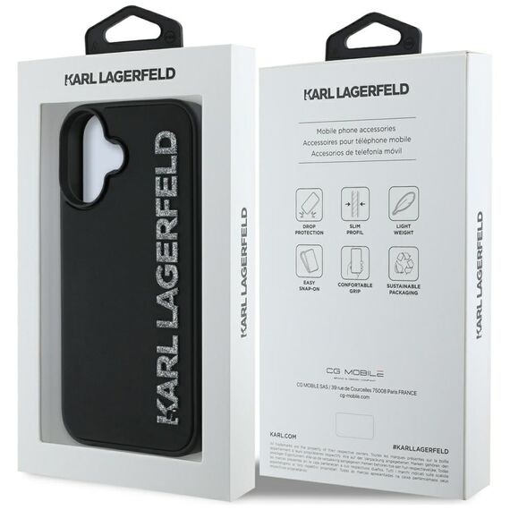 Karl Lagerfeld HC 3D Rubber Elongated Glitter iPhone 16 Case - Black - Apple Cases - Cases - Techbox