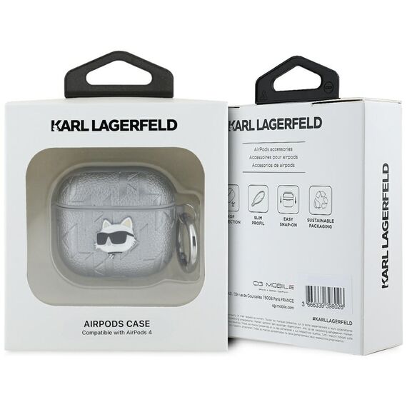 Karl Lagerfeld Monogram Choupette Head case for AirPods 4 - silver - Smartphone Accessories - Cables & Accessories - Techbox