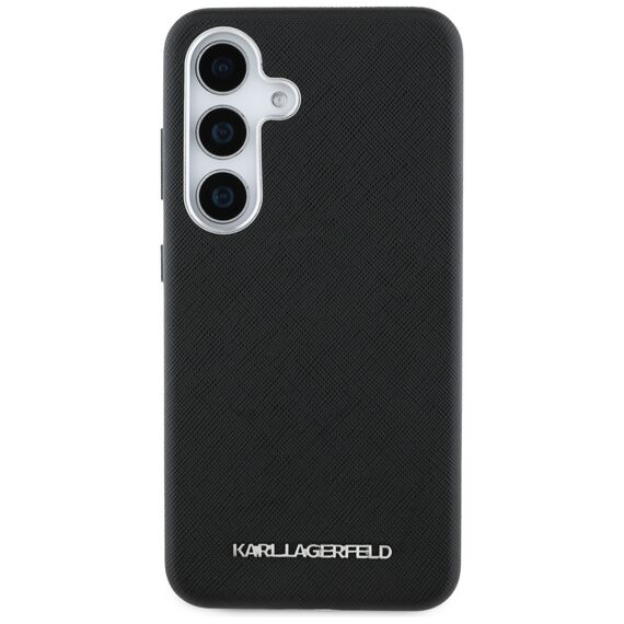 Karl Lagerfeld Saffiano Full Wrapped Elongated Metal Logo MagSafe Case for Samsung Galaxy S25+ - Black | Techbox