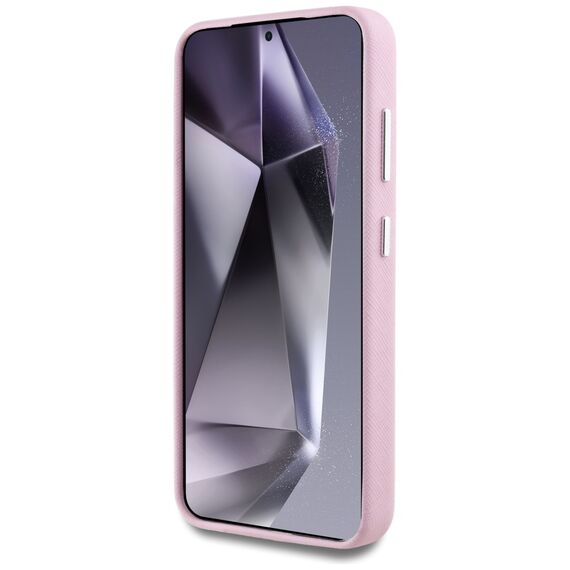 Karl Lagerfeld Saffiano Full Wrapped Elongated Metal Logo MagSafe Case for Samsung Galaxy S25 - Pink | Techbox