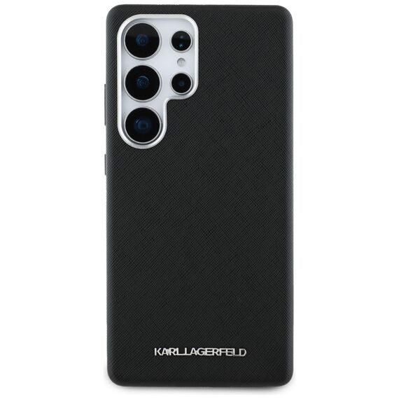 Karl Lagerfeld Saffiano Full Wrapped Elongated Metal Logo MagSafe Case for Samsung Galaxy S25 Ultra - Black | Techbox