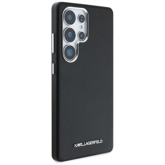 Karl Lagerfeld Saffiano Full Wrapped Elongated Metal Logo MagSafe Case for Samsung Galaxy S25 Ultra - Black | Techbox