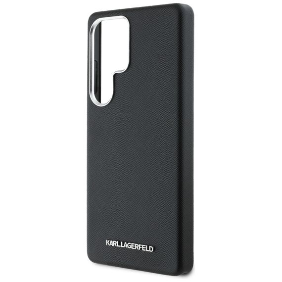 Karl Lagerfeld Saffiano Full Wrapped Elongated Metal Logo MagSafe Case for Samsung Galaxy S25 Ultra - Black | Techbox