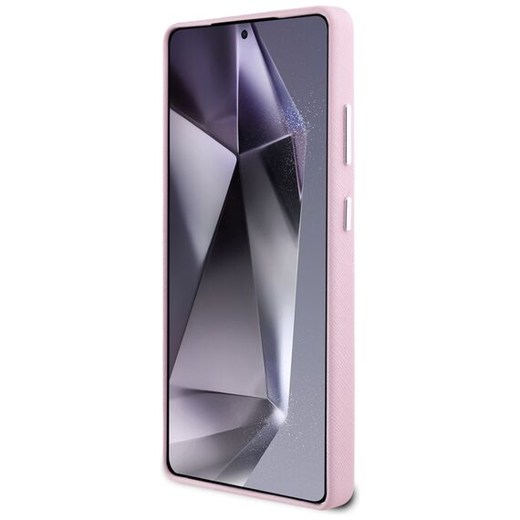 Karl Lagerfeld Saffiano Full Wrapped Elongated Metal Logo MagSafe Case for Samsung Galaxy S25 Ultra - Pink | Techbox