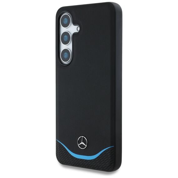 Mercedes Leather Contrasted Blue Horizontal Curve MagSafe Case for Samsung Galaxy S25 - Black - Samsung Cases - Cases - Techbox