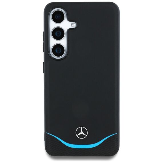 Mercedes Leather Contrasted Blue Horizontal Curve MagSafe Case for Samsung Galaxy S25 - Black - Samsung Cases - Cases - Techbox